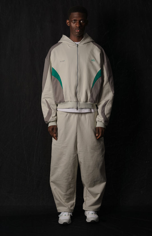 021. Night Lab Zip Hoodie - Ivory/Emerald
