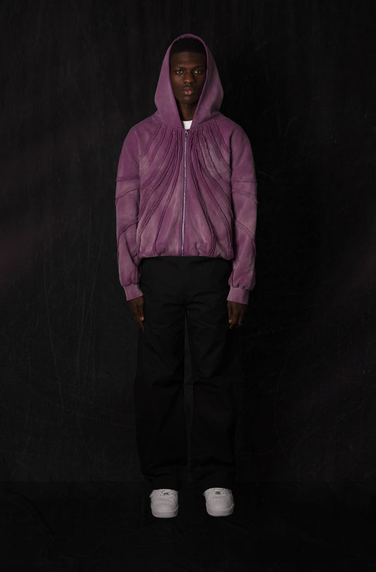 043. Night Lab Fray Hoodie - Washed Purple