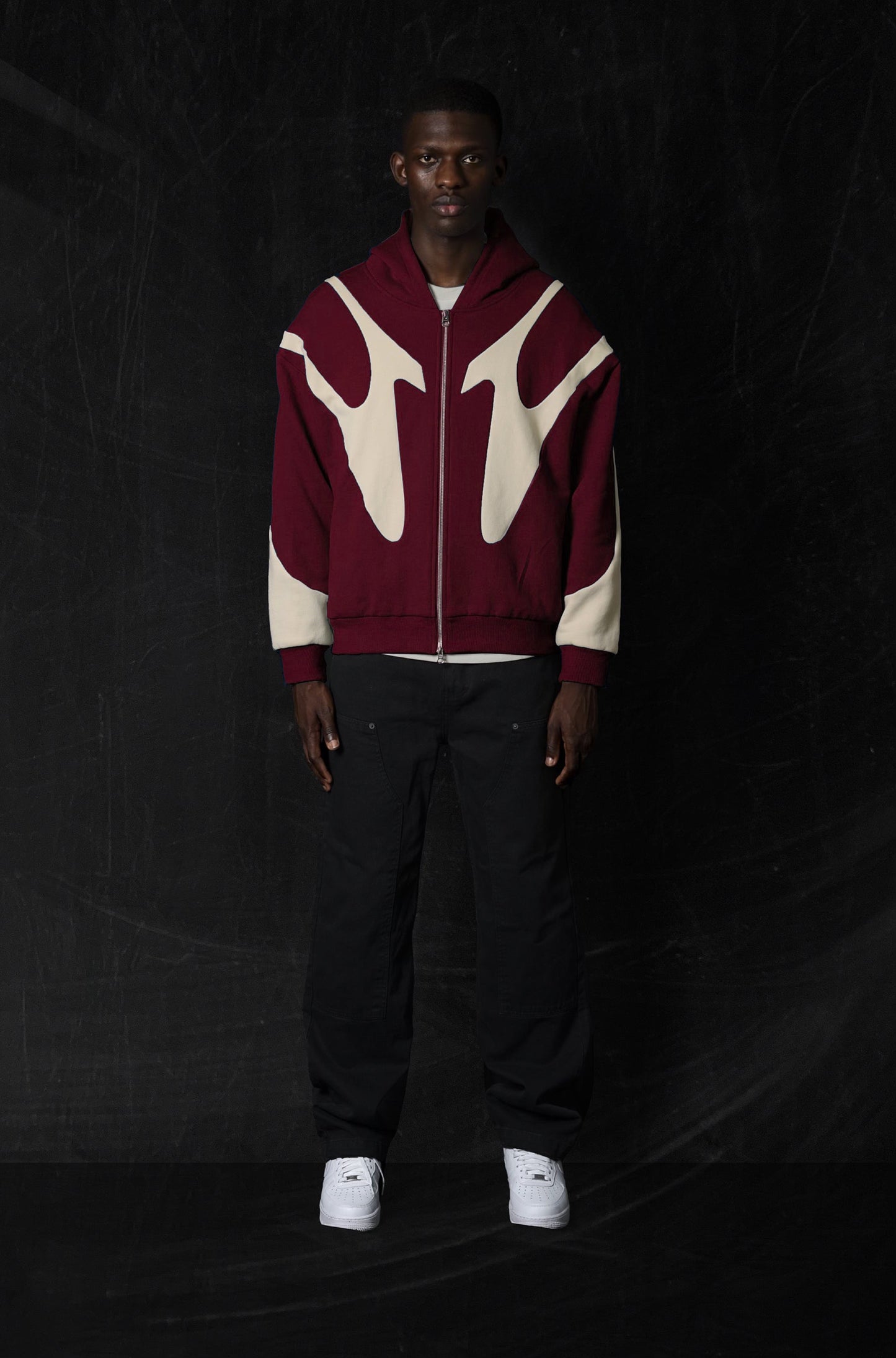 012.Night Lab Fuse Hoodie - Maroon/Cream