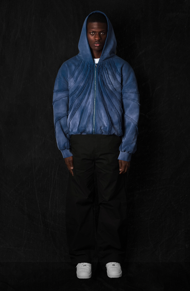 041. Night Lab Fray Hoodie - Washed Blue – nl25h